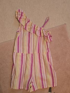 Old Navy Girls' Pink Stripe One-Shoulder Romper